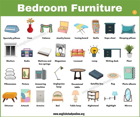 bedroom furniture list
